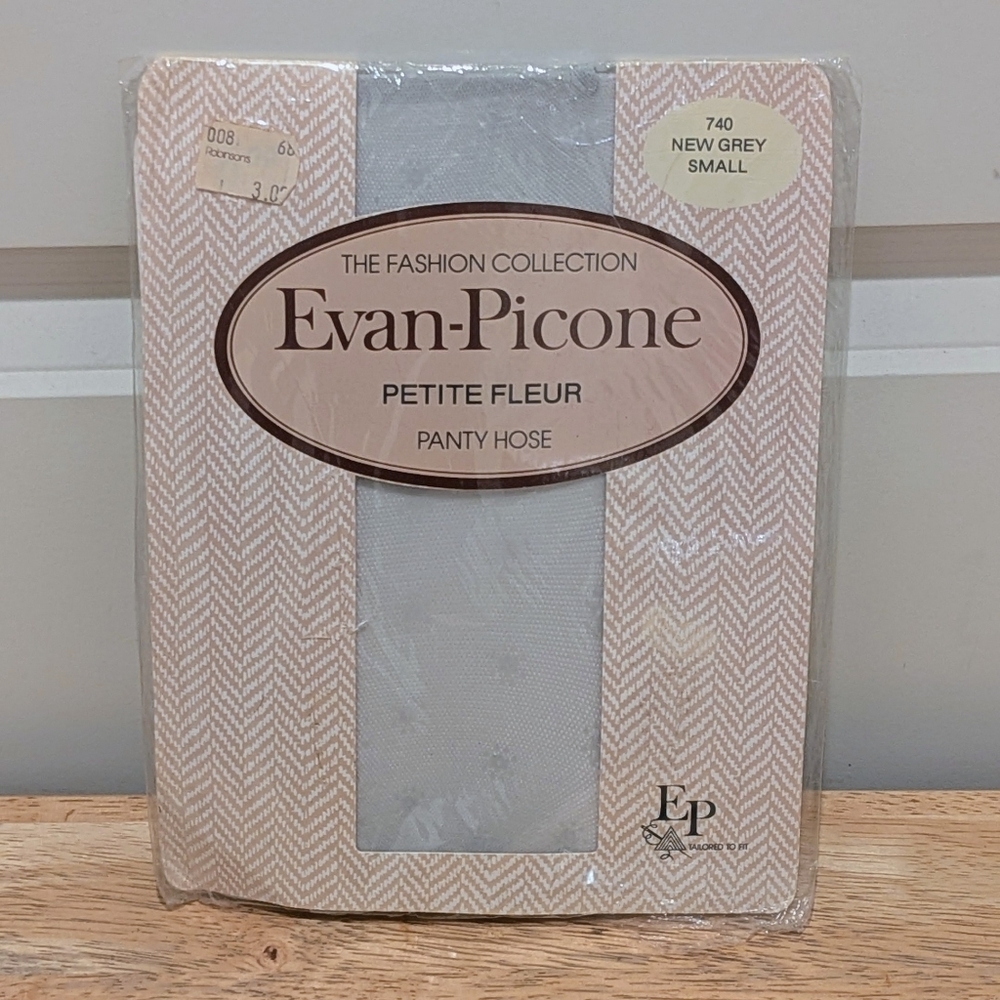 NWT Vintage Evan Picone S Sheer Grey Micro Fishnet Pantyhose